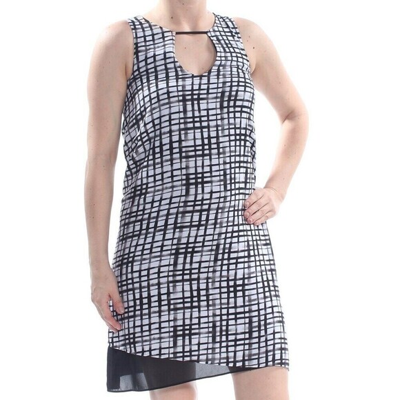 Bar III A-Line Mini Dress Size S Sleeveless Geo Print Black White EUC B5 - Picture 1 of 6